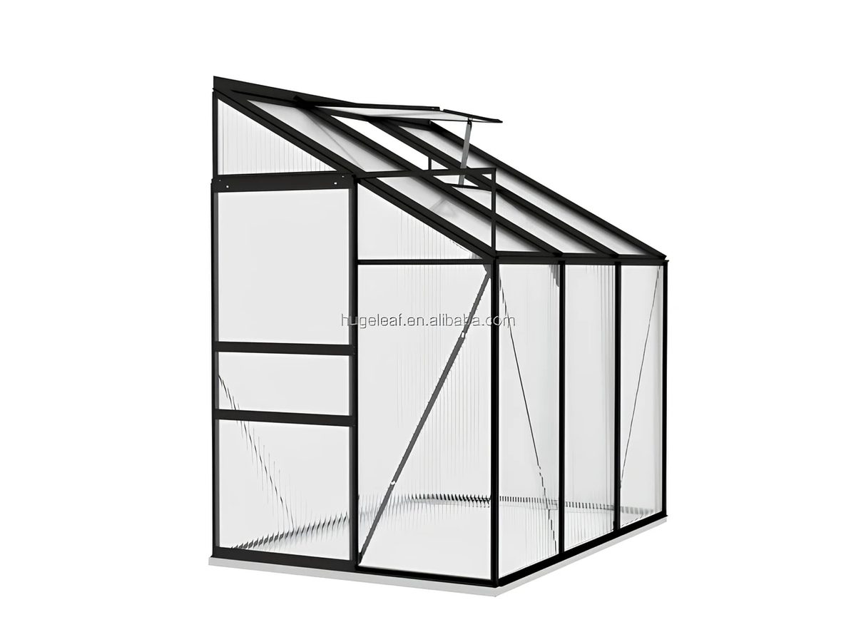 Lean-to Greenhouse Aluminium 128x188x199cm — image 1