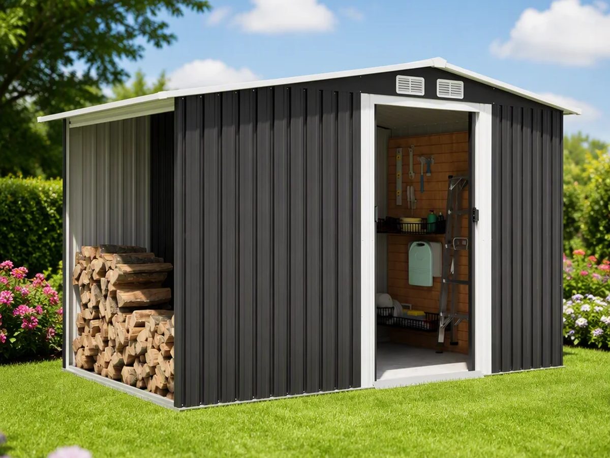 Firewood Shed Galvanized Steel 10.5x6.4ft — image 1