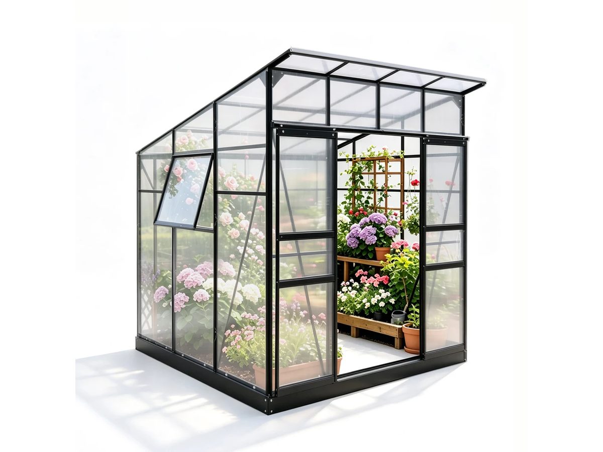 Lean-to Greenhouse Aluminium 190x190x216cm — image 1