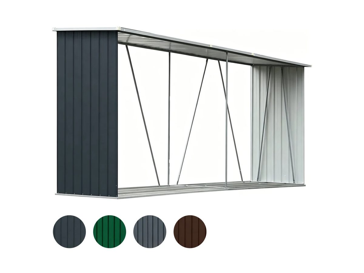 Firewood Shed Galvanized Steel 330x84x152cm — image 1