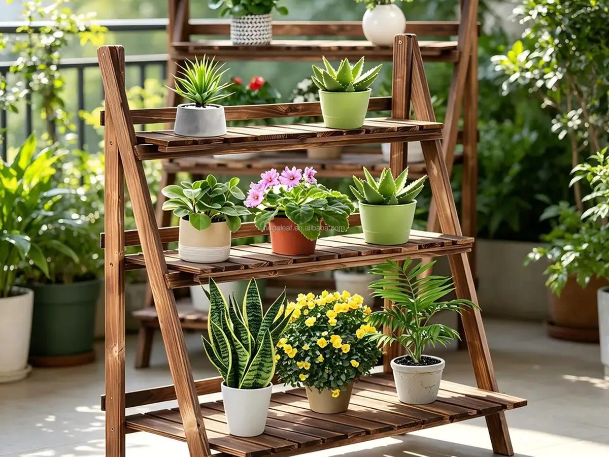 Plant Stand Wood 3 tier — image 1