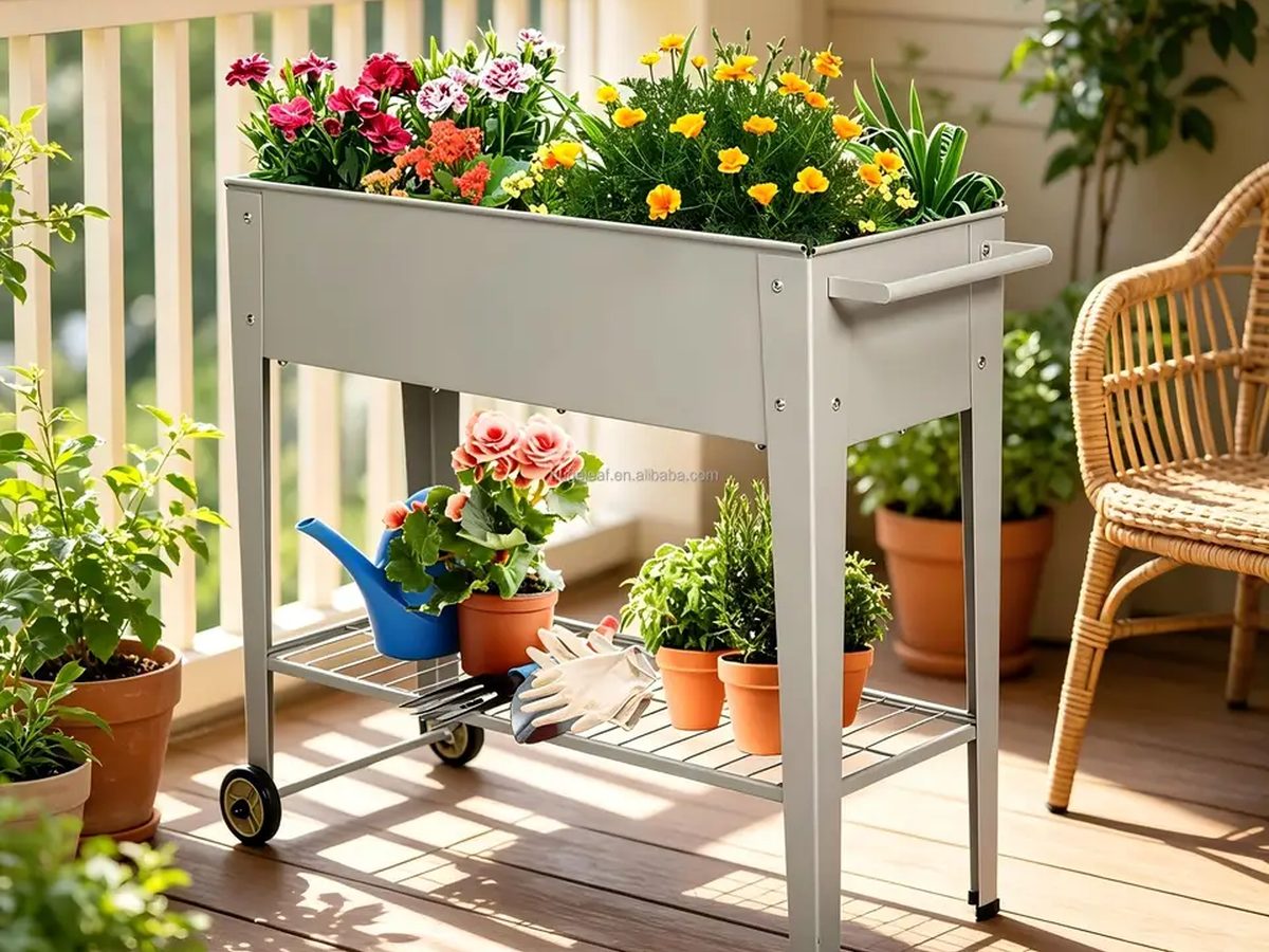Raised Garden Bed Metal Mobile Planters — image 1